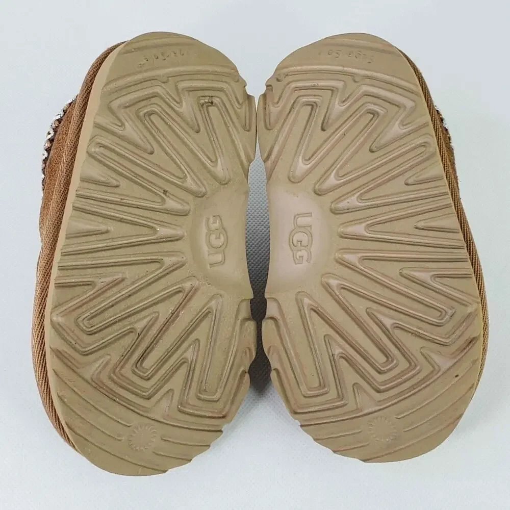 UGG Tasman II Slipper Kids Size 6 Chestnut Suede Brown Shearling Lined